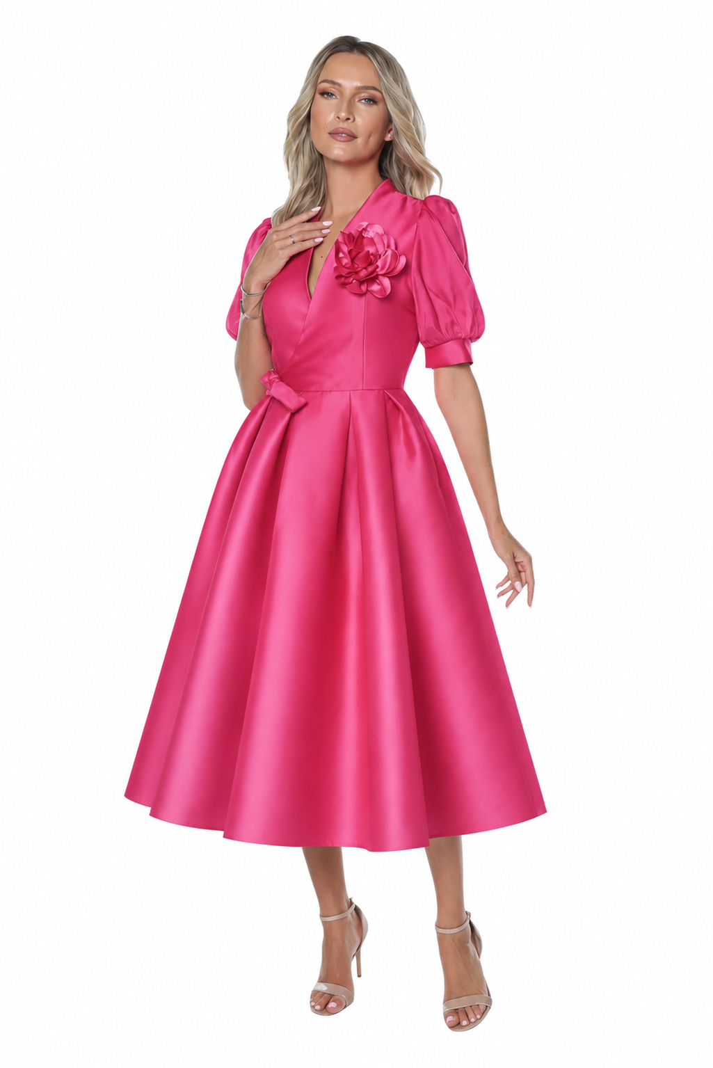 Rochie Parte peste Parte din Tafta Fucsia