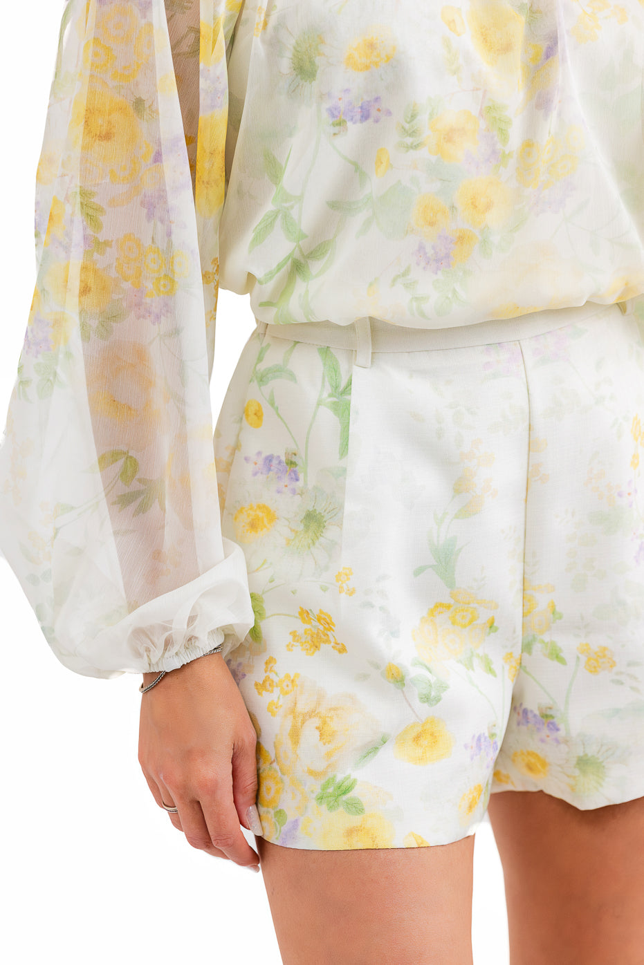 Compleu Galben Cu Print Floral
