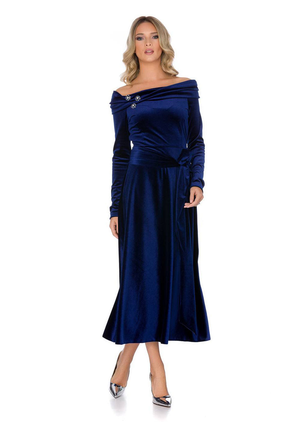 Rochie Eleganta din Catifea cu Aplicatii