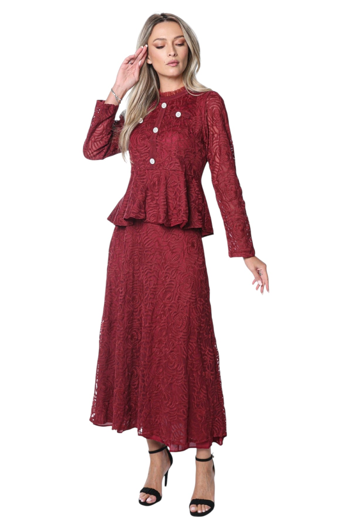 Set Elegant din Dantela Grena