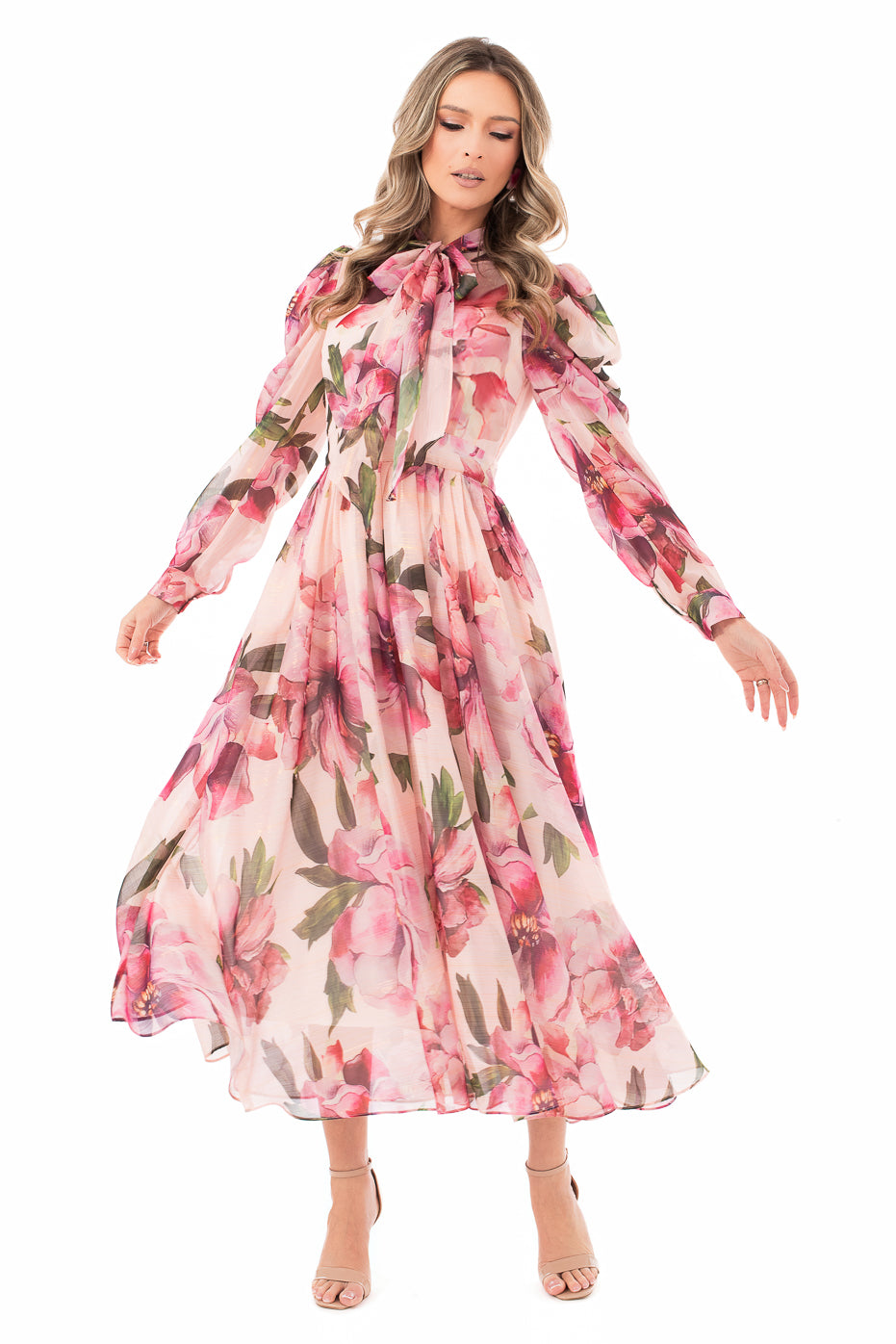 Rochie Deosebita cu Nasturi si Maneci Lungi- LIMITED EDITION