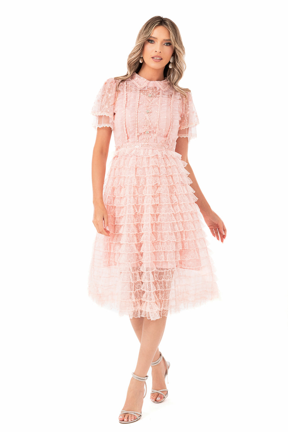 Rochie Eleganta cu Fusta din Volane