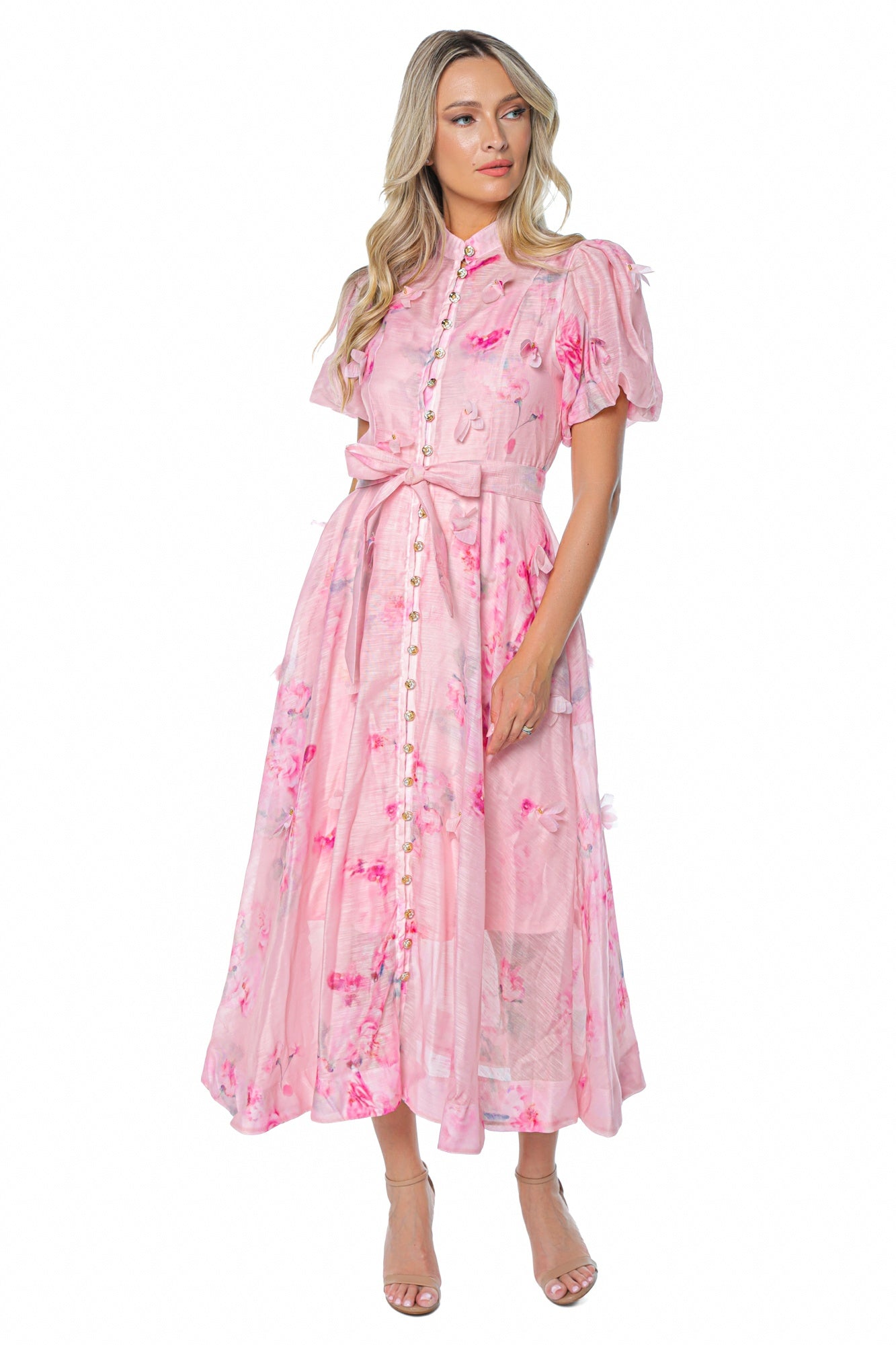 Rochie Lunga Cu Aplicatii Tip Floare