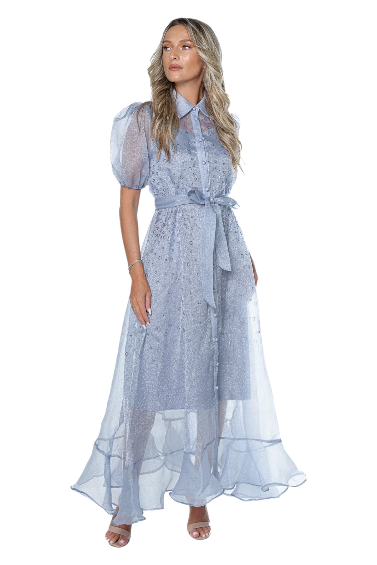 Rochie Lunga Din Organza Cu Aplicatii