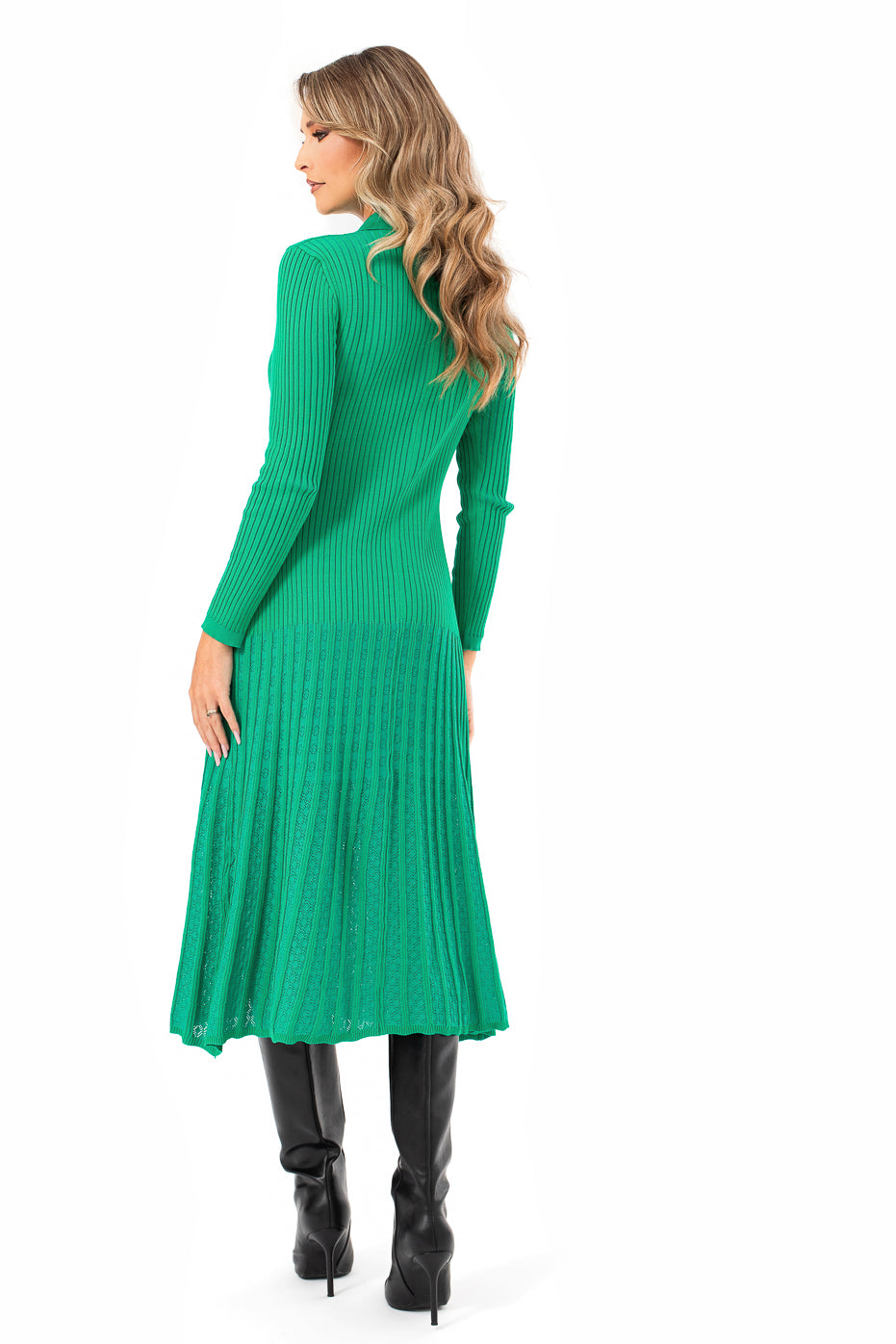 Rochie Midi Verde Din Tricot