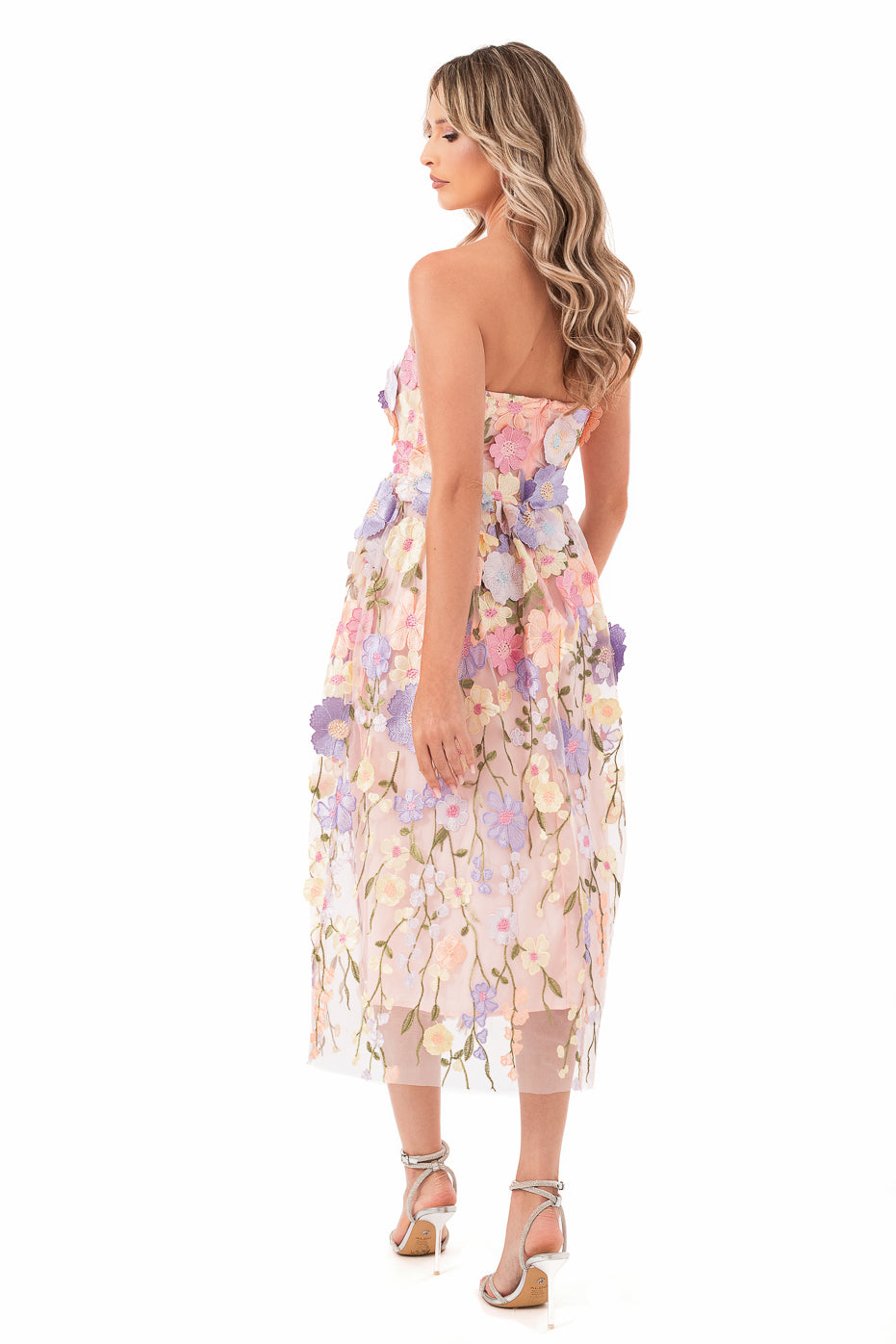 Rochie Midi cu Flori 3D