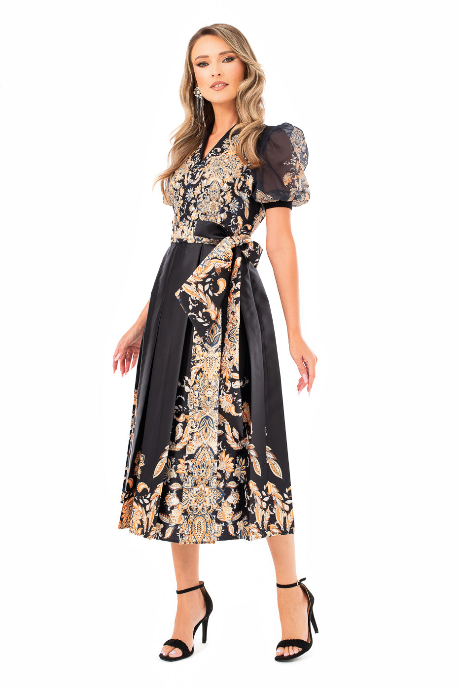 Rochie Parte Peste Parte cu Maneci Scurte din Organza