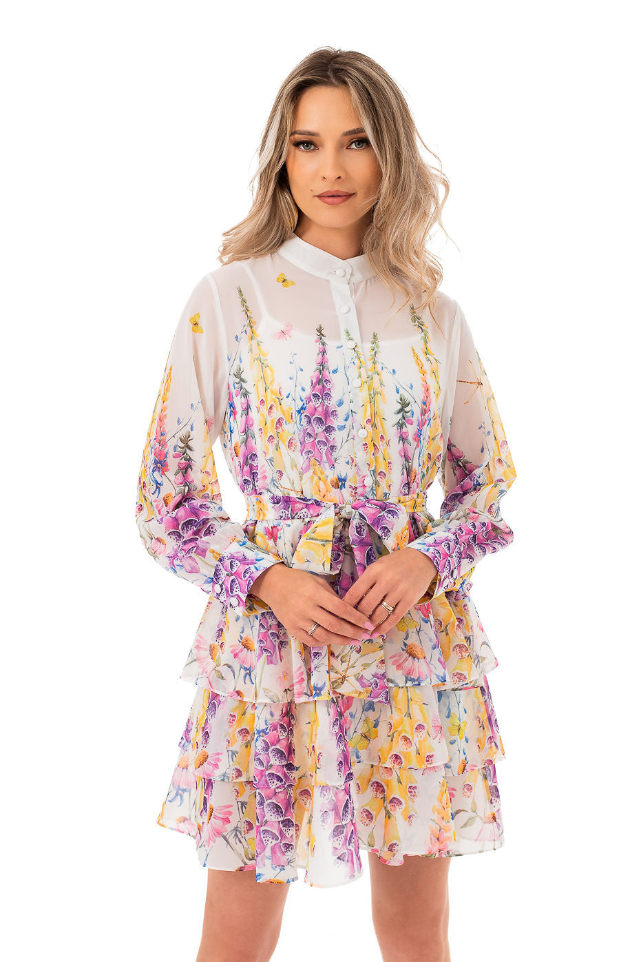 Rochie Scurta Alba Cu Imprimeu Floral