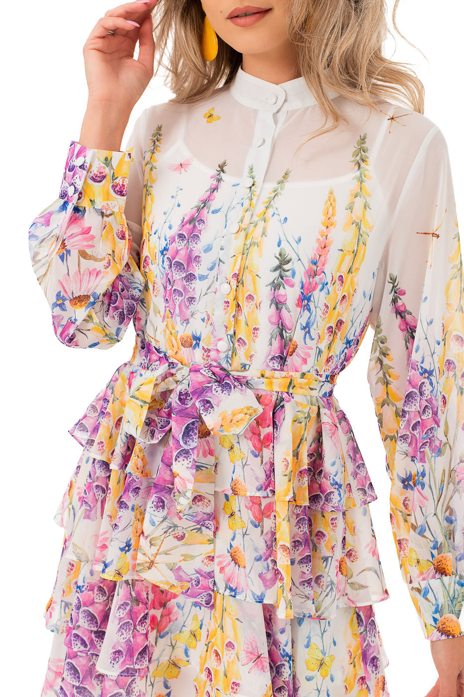Rochie Scurta Alba Cu Imprimeu Floral