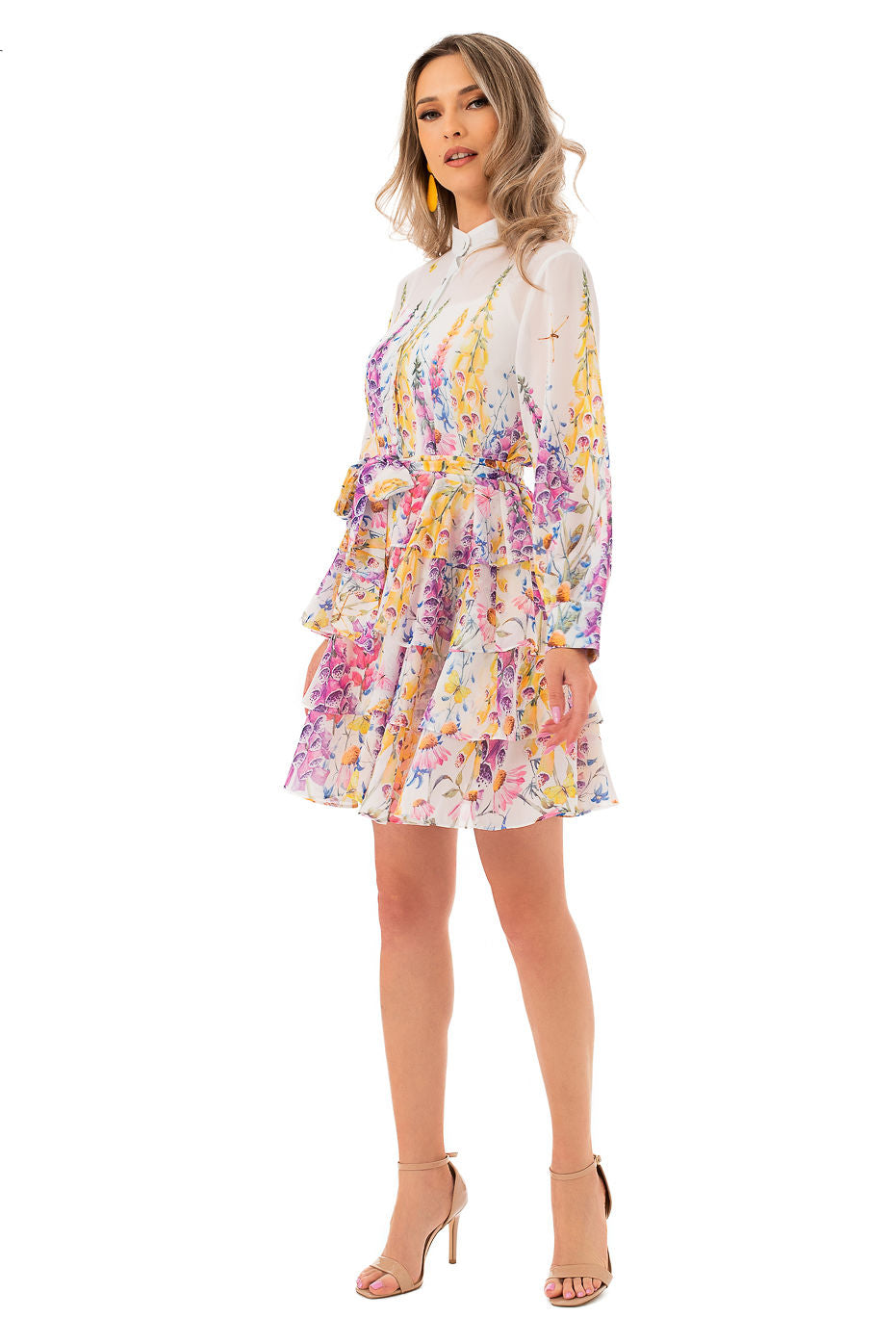 Rochie Scurta Alba Cu Imprimeu Floral