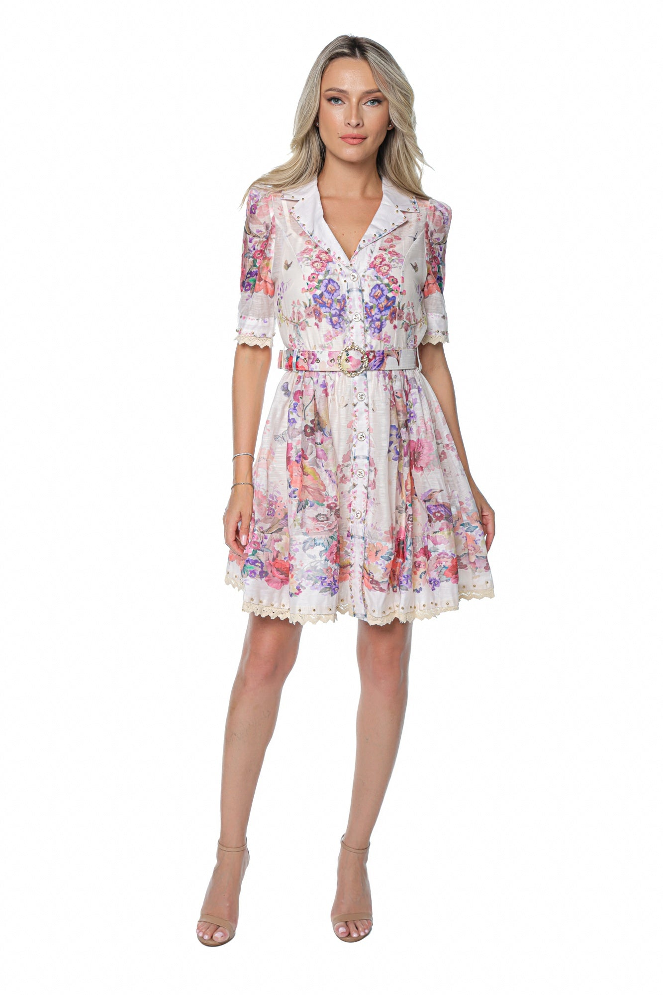 Rochie Scurta din Organza cu Flori