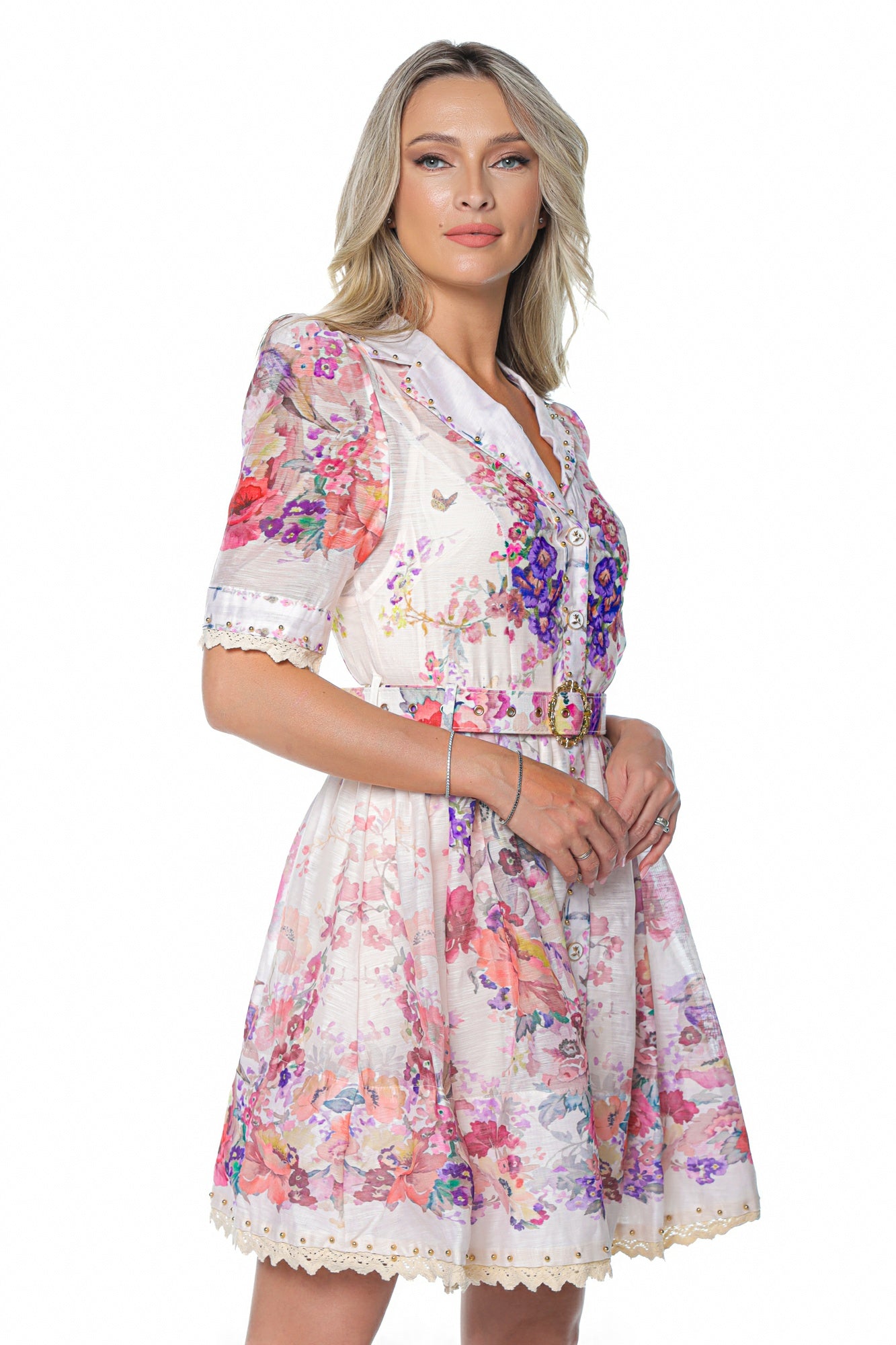 Rochie Scurta din Organza cu Flori