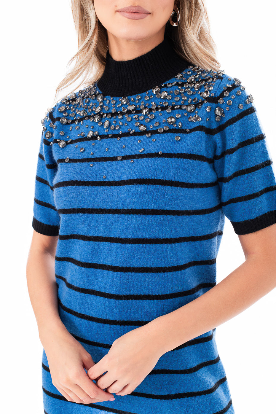 Rochie Scurta din Tricot cu Strasuri