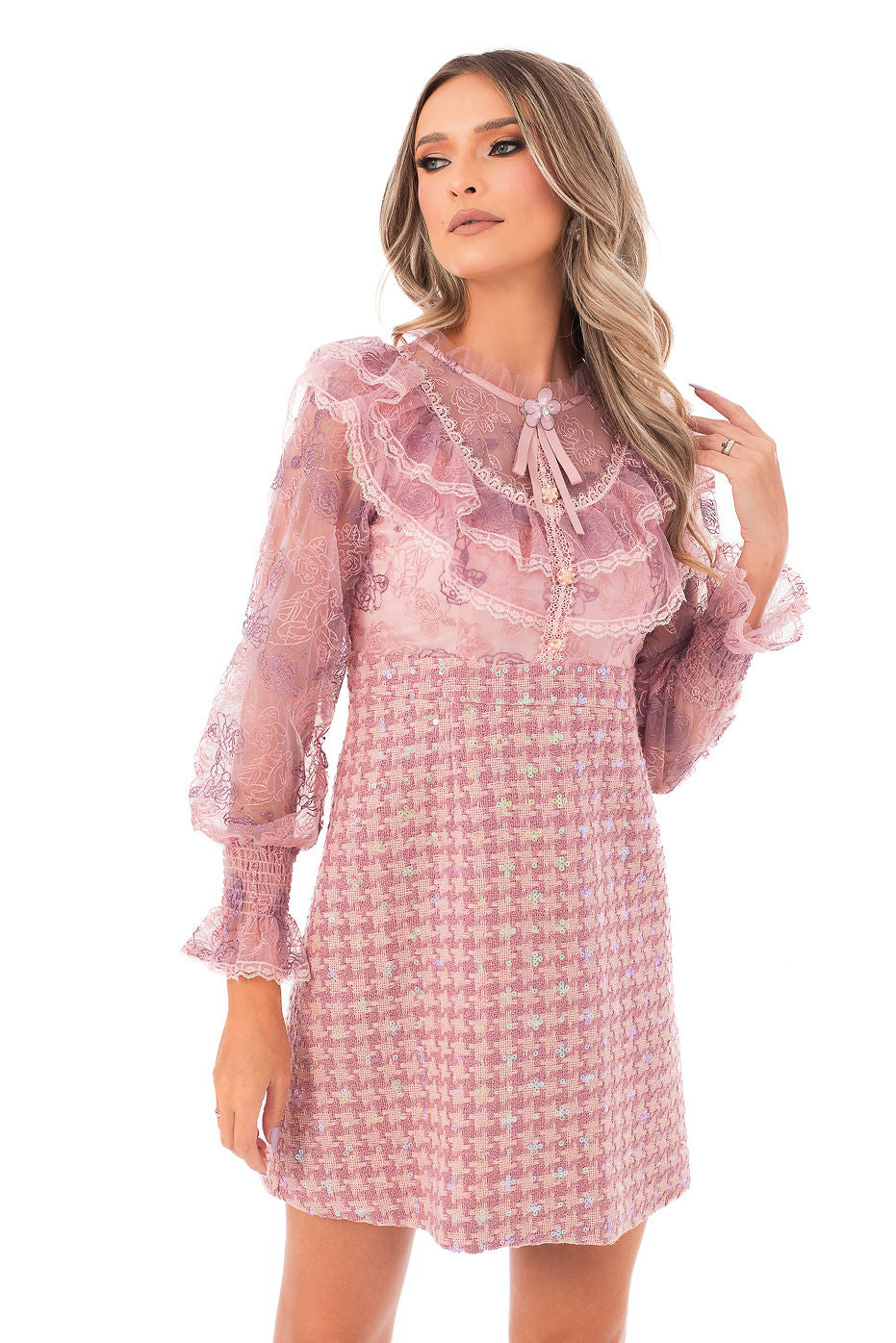 Rochie din Stofa cu Detalii din Dantela - LIMITED EDITION