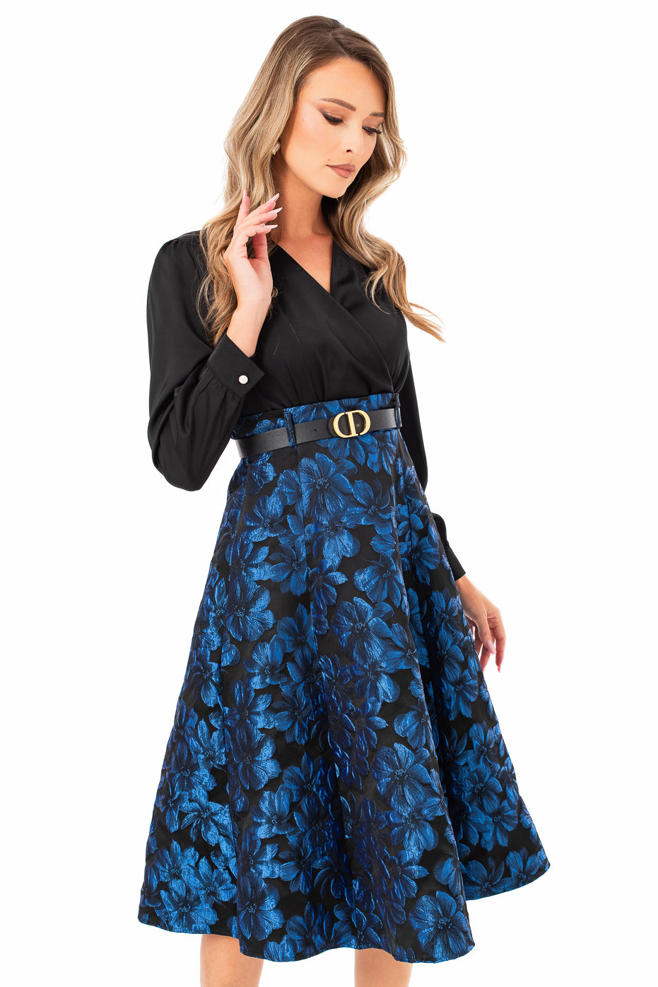 Rochie Midi cu Fusta din Brocard