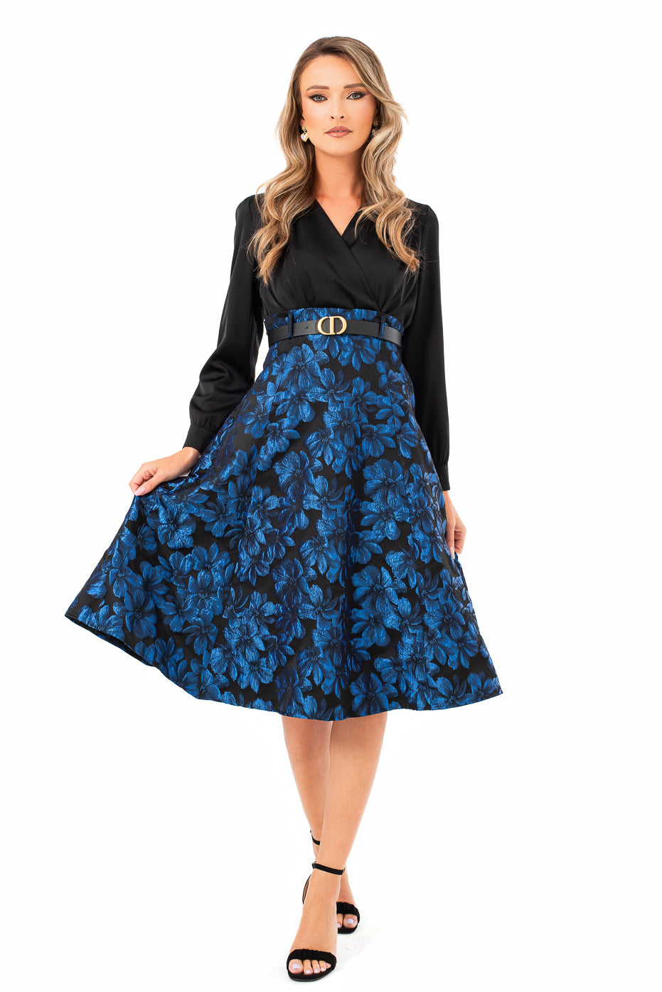 Rochie Midi cu Fusta din Brocard