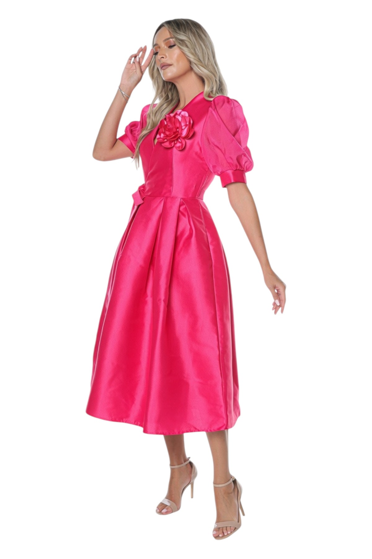Rochie Parte peste Parte din Tafta Fucsia
