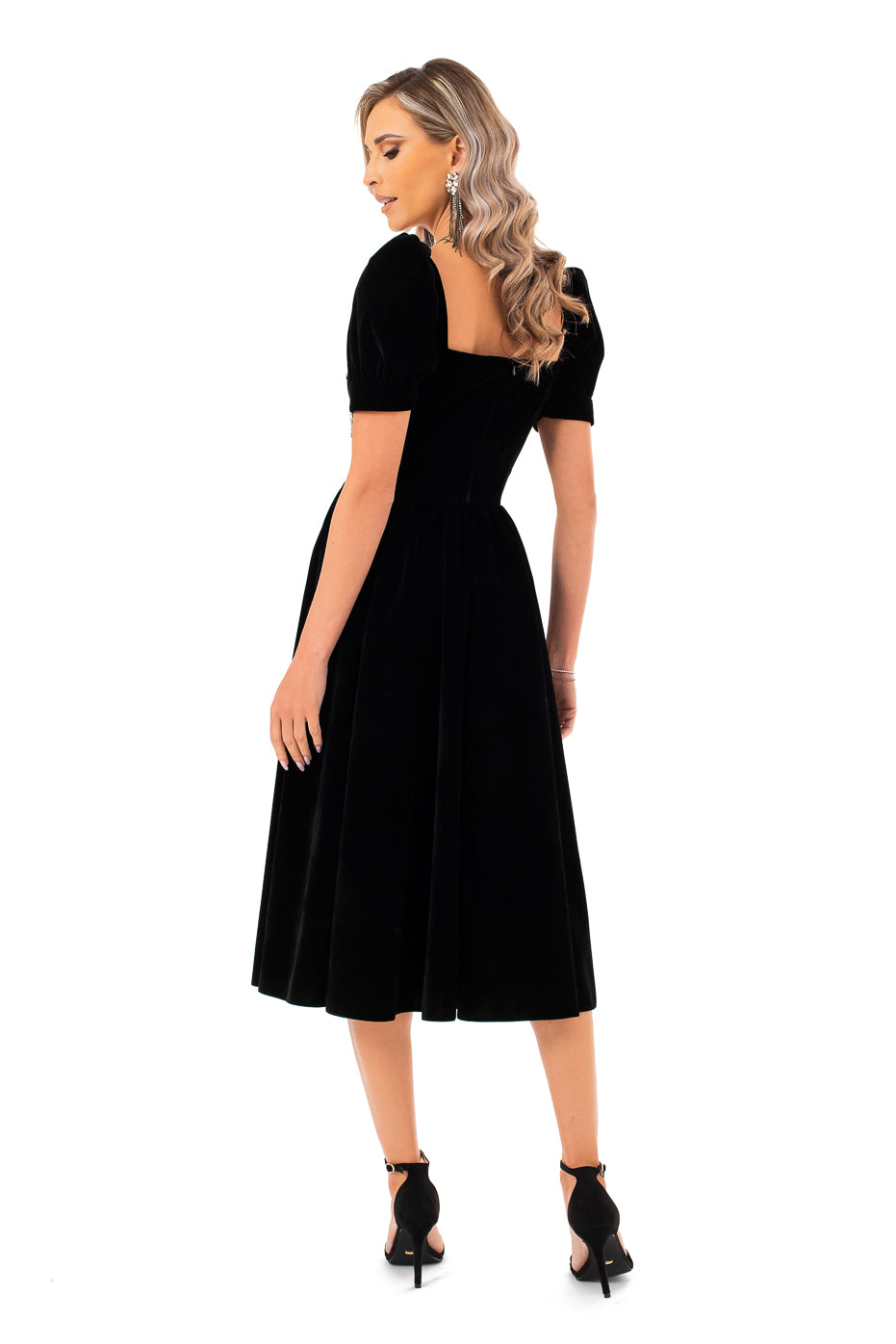 Rochie Eleganta din Catifea cu Aplicatii