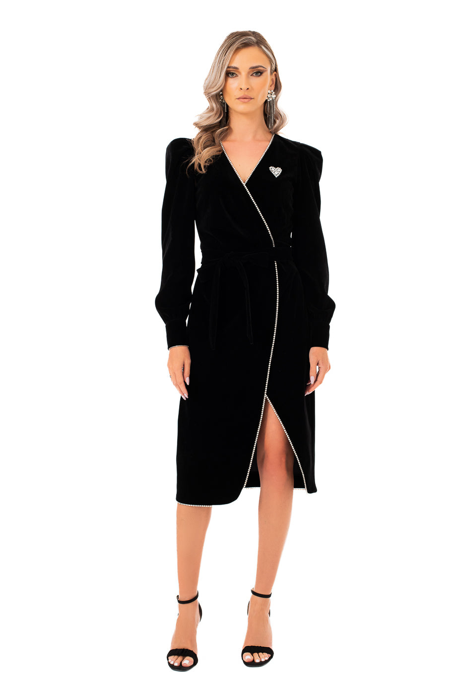 Rochie Parte peste Parte din Catifea Neagra
