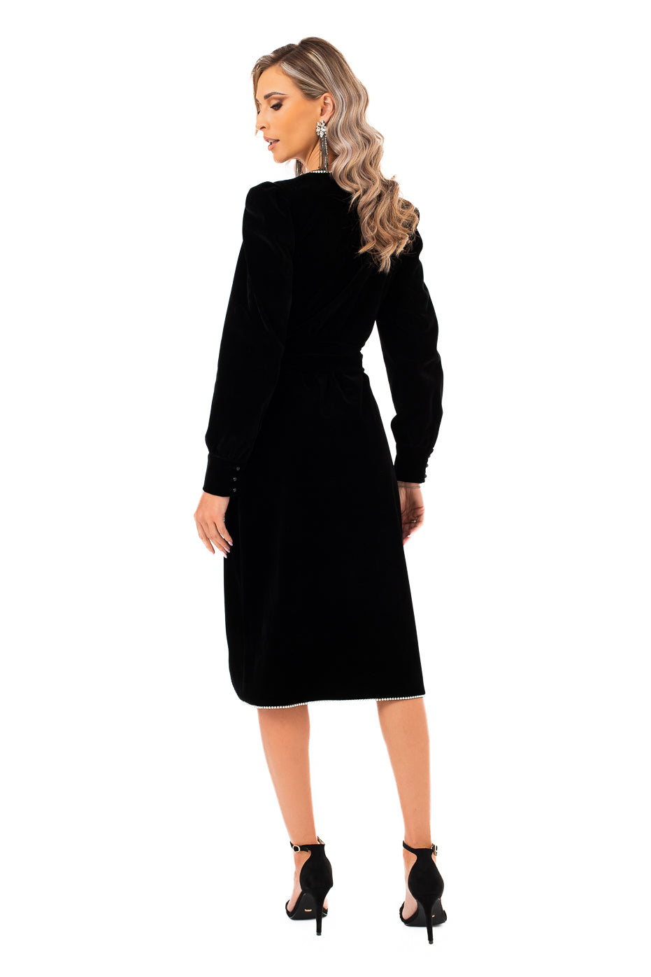 Rochie Parte peste Parte din Catifea Neagra