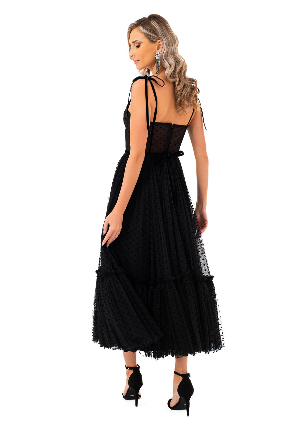 Rochie Eleganta tip Corset din Tulle cu Buline