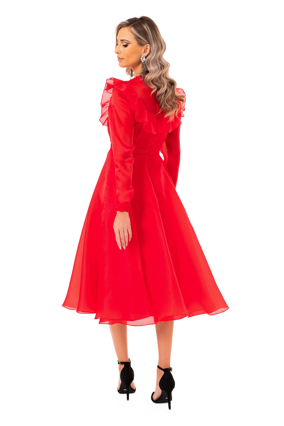 Rochie Midi din Organza cu Aplicatii