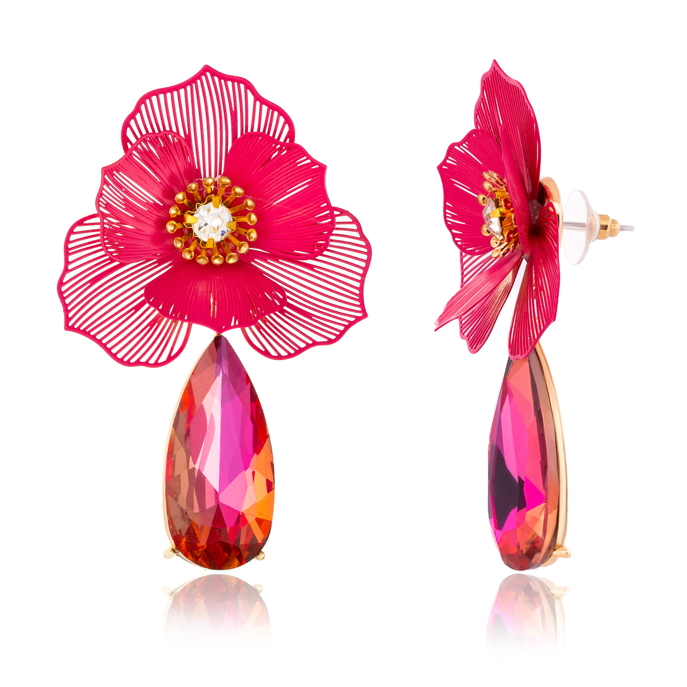 Cercei Fucsia cu Cristale