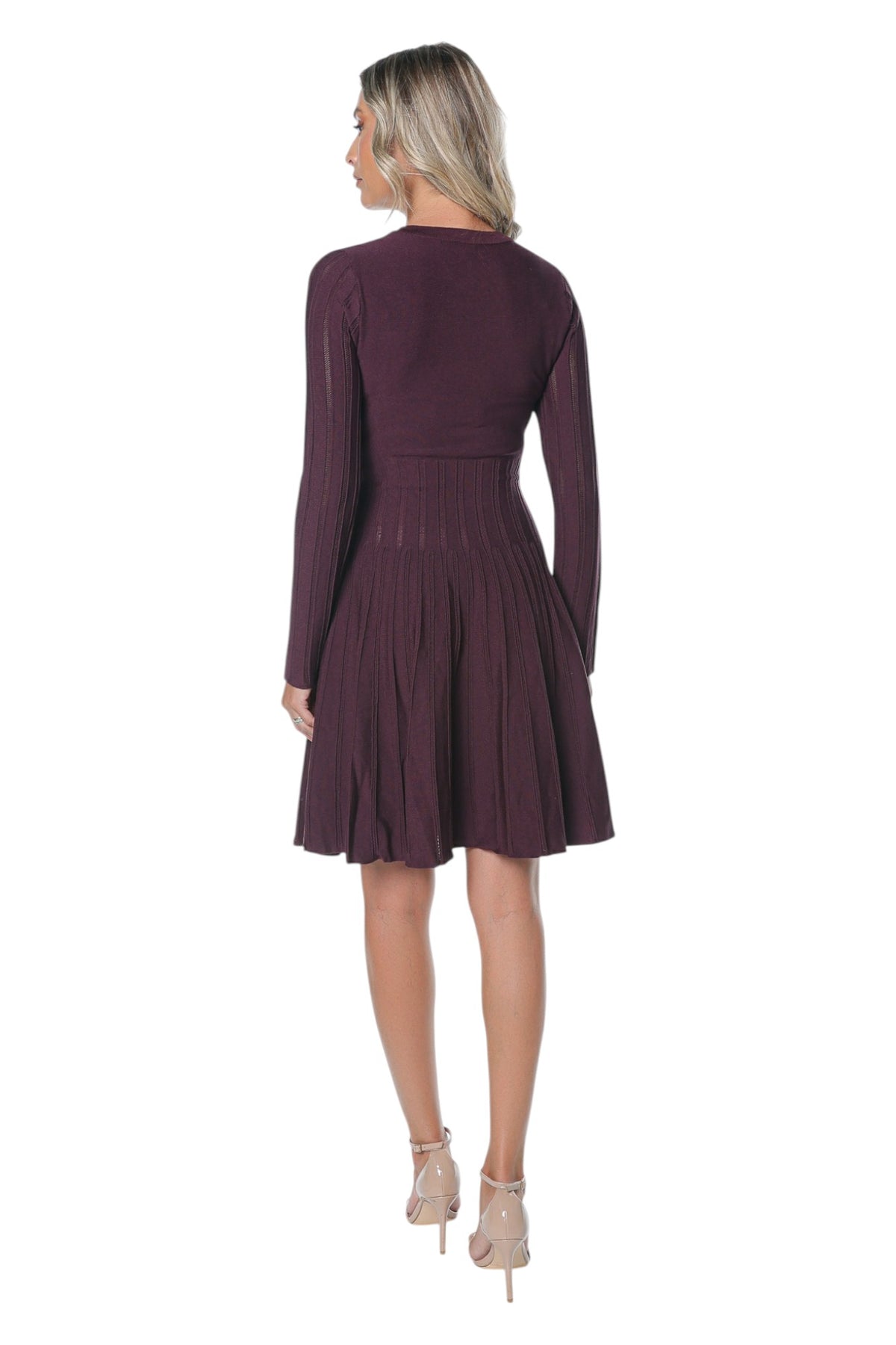 Rochie Casual Burgundy cu Nasturi Aurii