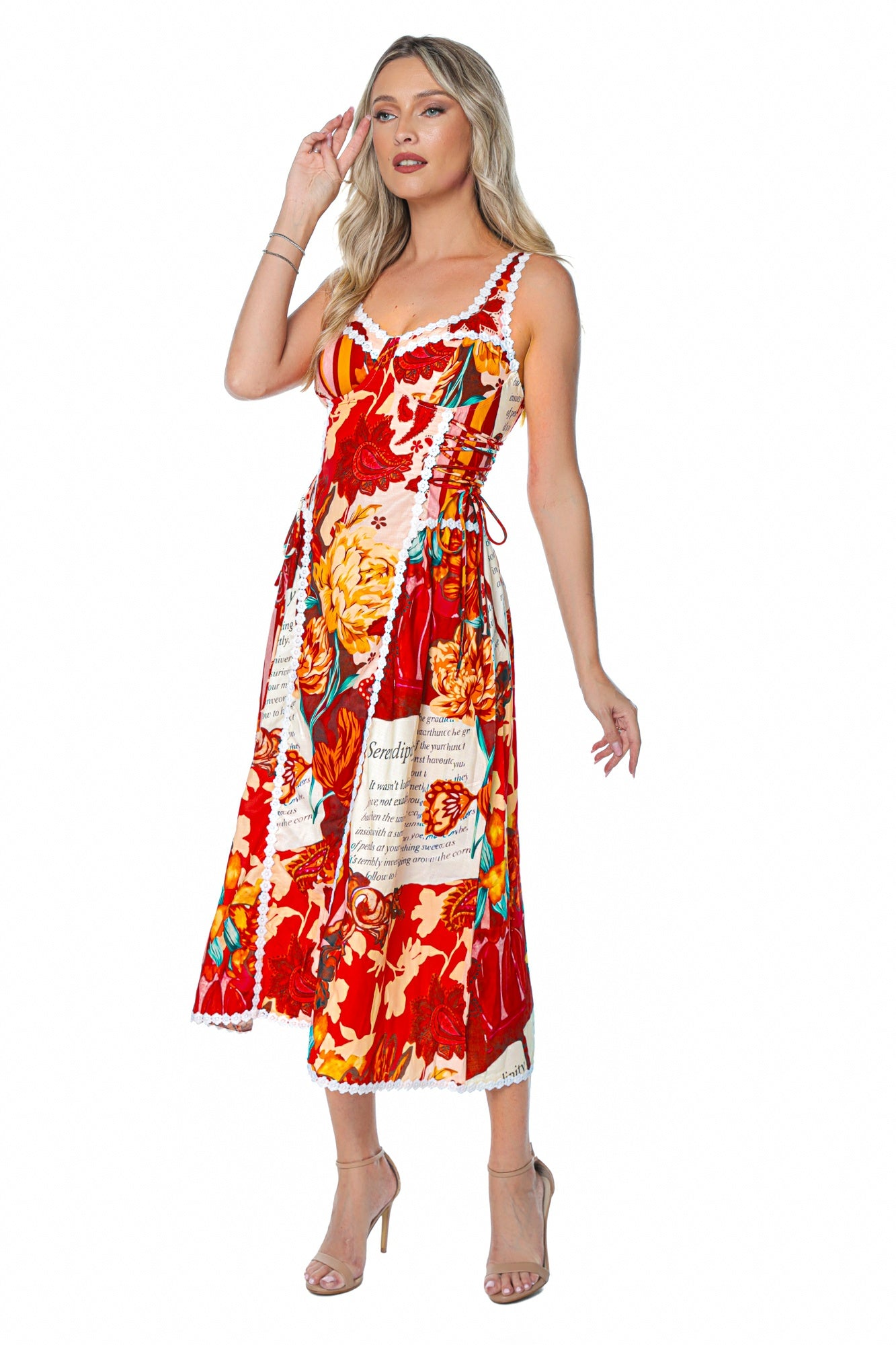 Rochie Colorata cu Cupe si Snururi