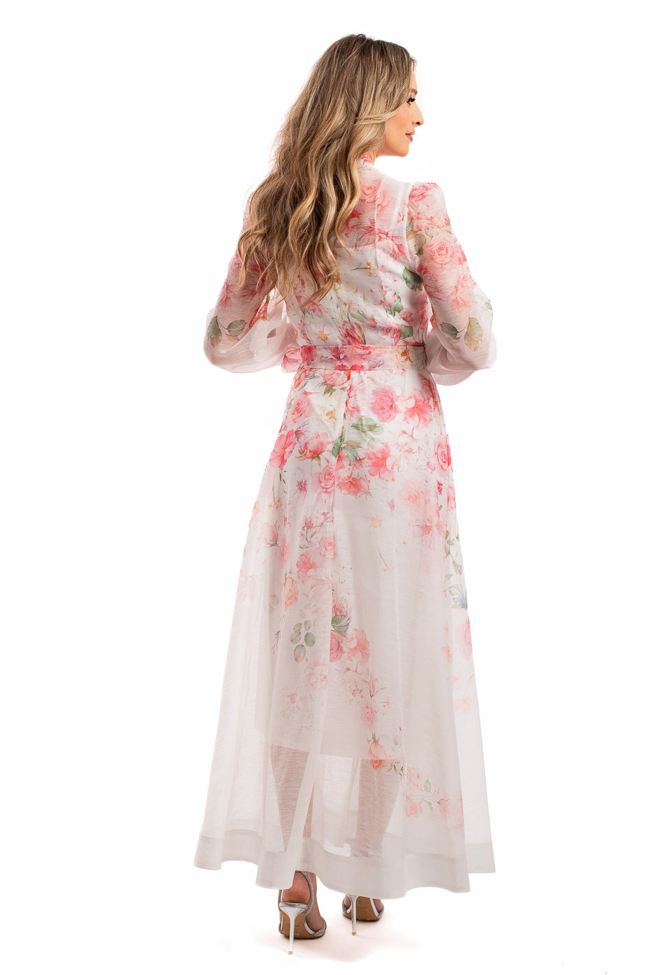 Rochie Deosebita din Organza Alba cu Flori