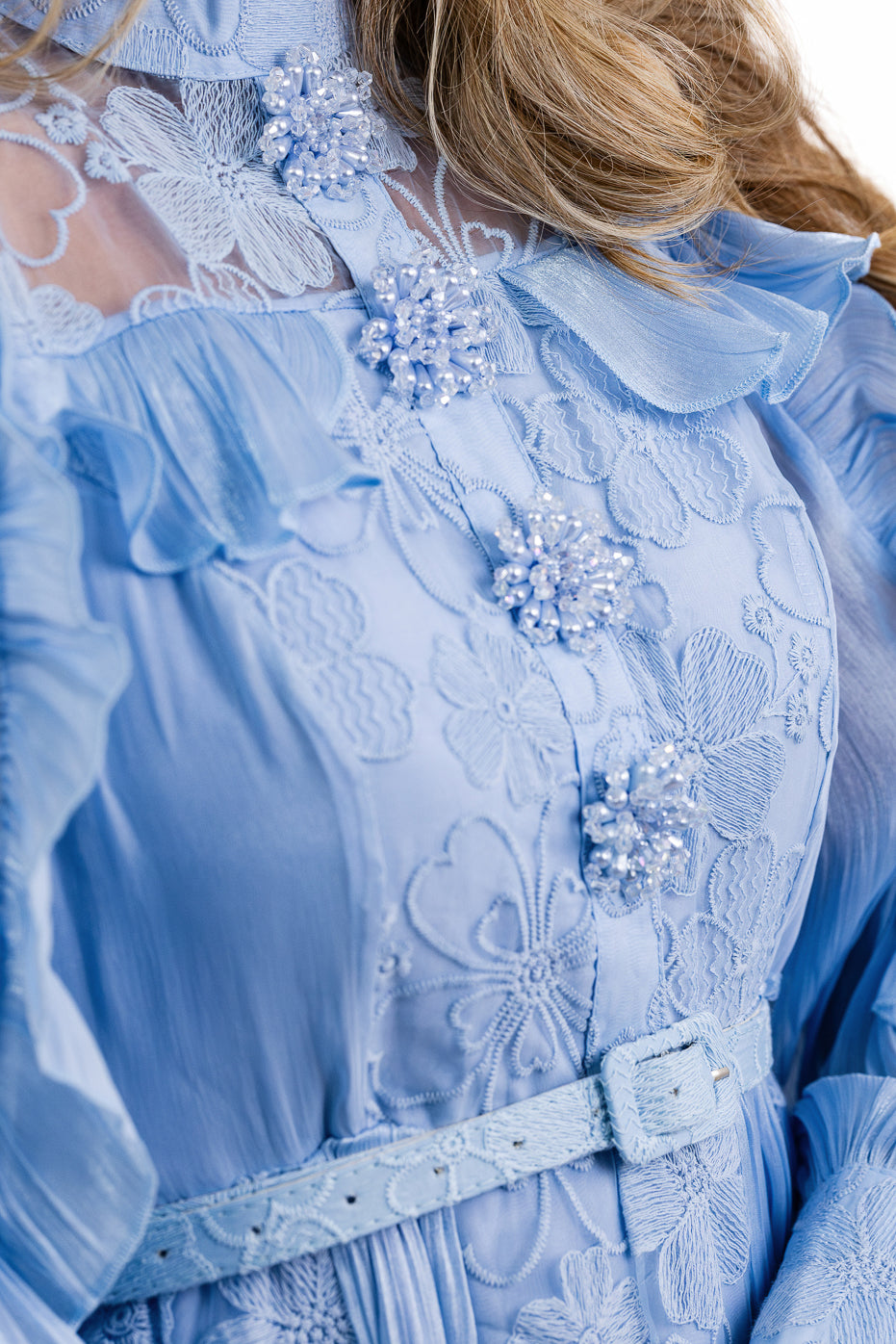 Rochie Din Matase Si Dantela Albastra