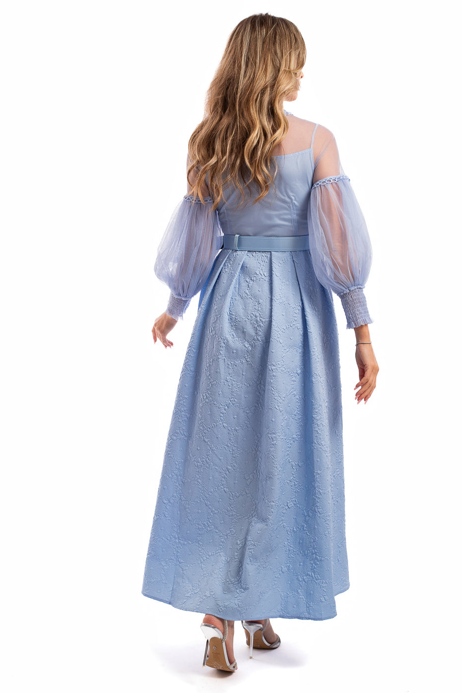 Rochie Eleganta Bleu cu Aplicatii