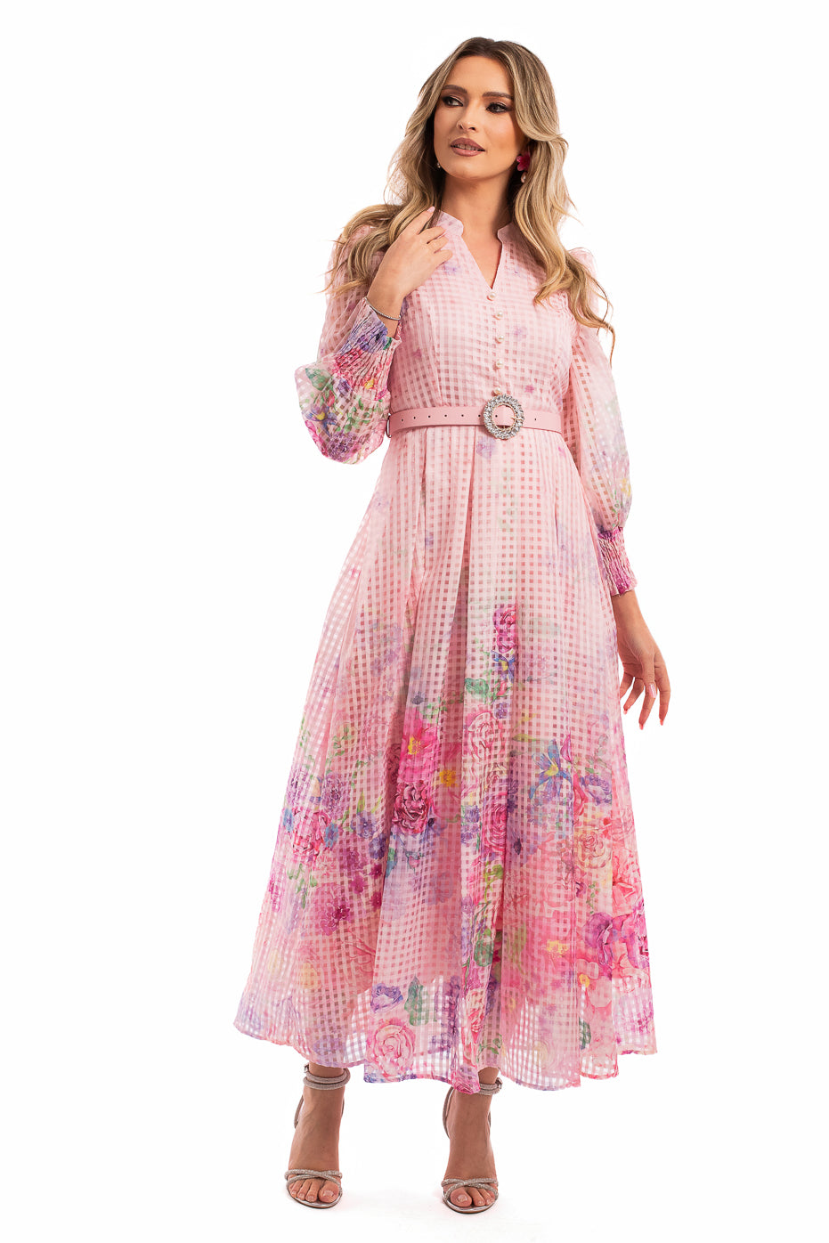 Rochie Eleganta din Organza cu Print Floral