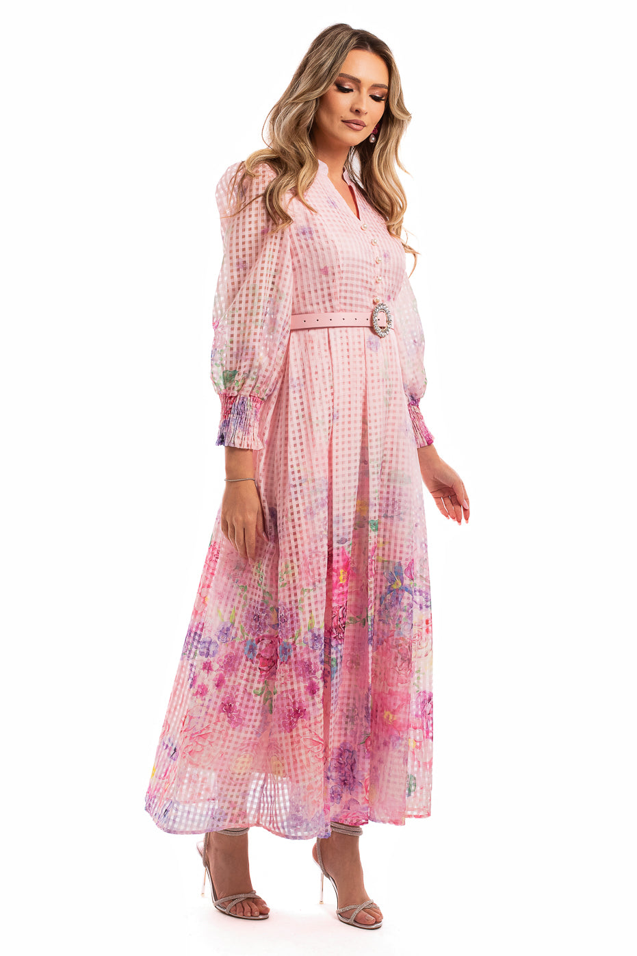 Rochie Eleganta din Organza cu Print Floral