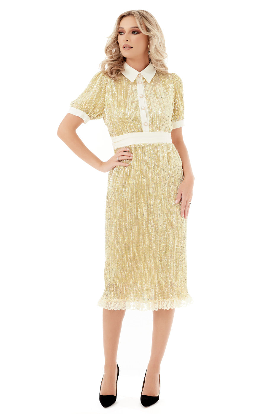 Rochie Eleganta din Paiete Aurii - LIMITED EDITION