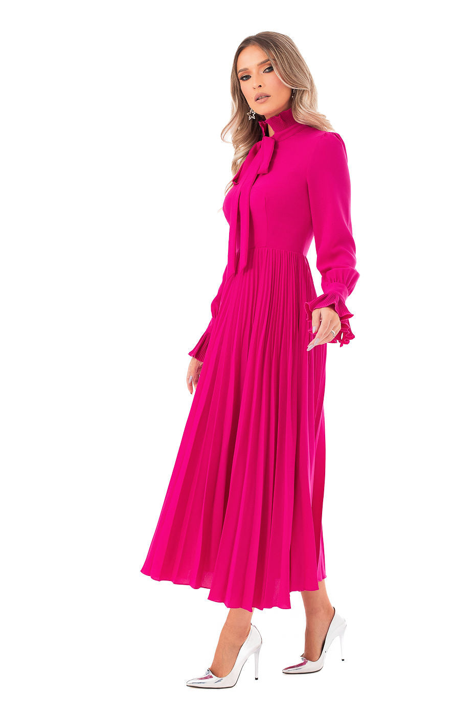 Rochie Fucsia cu Fusta Plisata - LIMITED EDITION