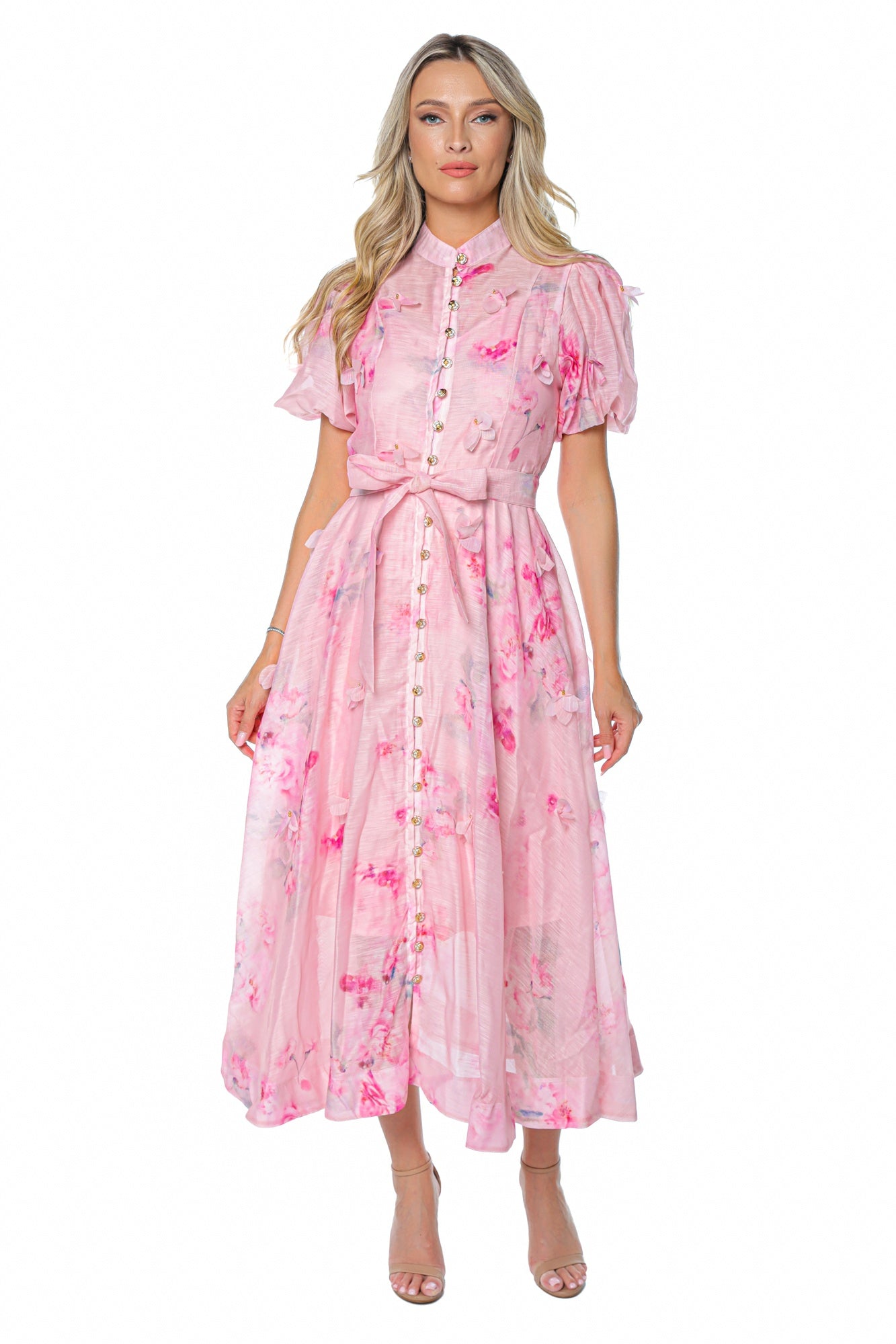 Rochie Lunga Cu Aplicatii Tip Floare