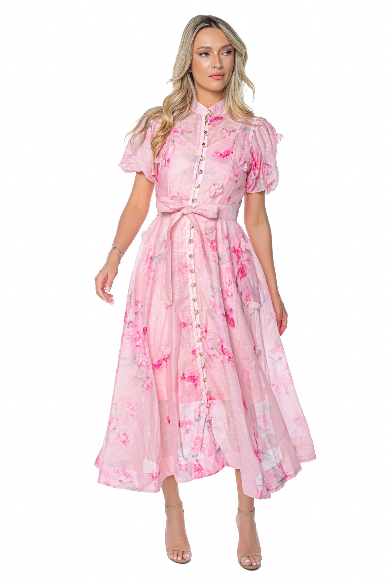 Rochie Lunga Cu Aplicatii Tip Floare