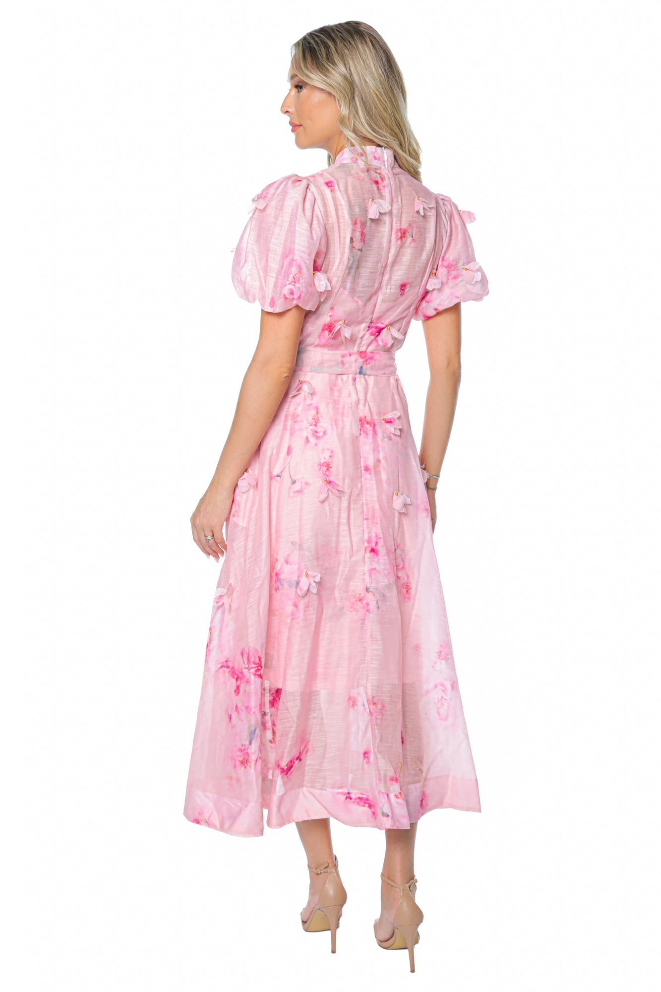 Rochie Lunga Cu Aplicatii Tip Floare