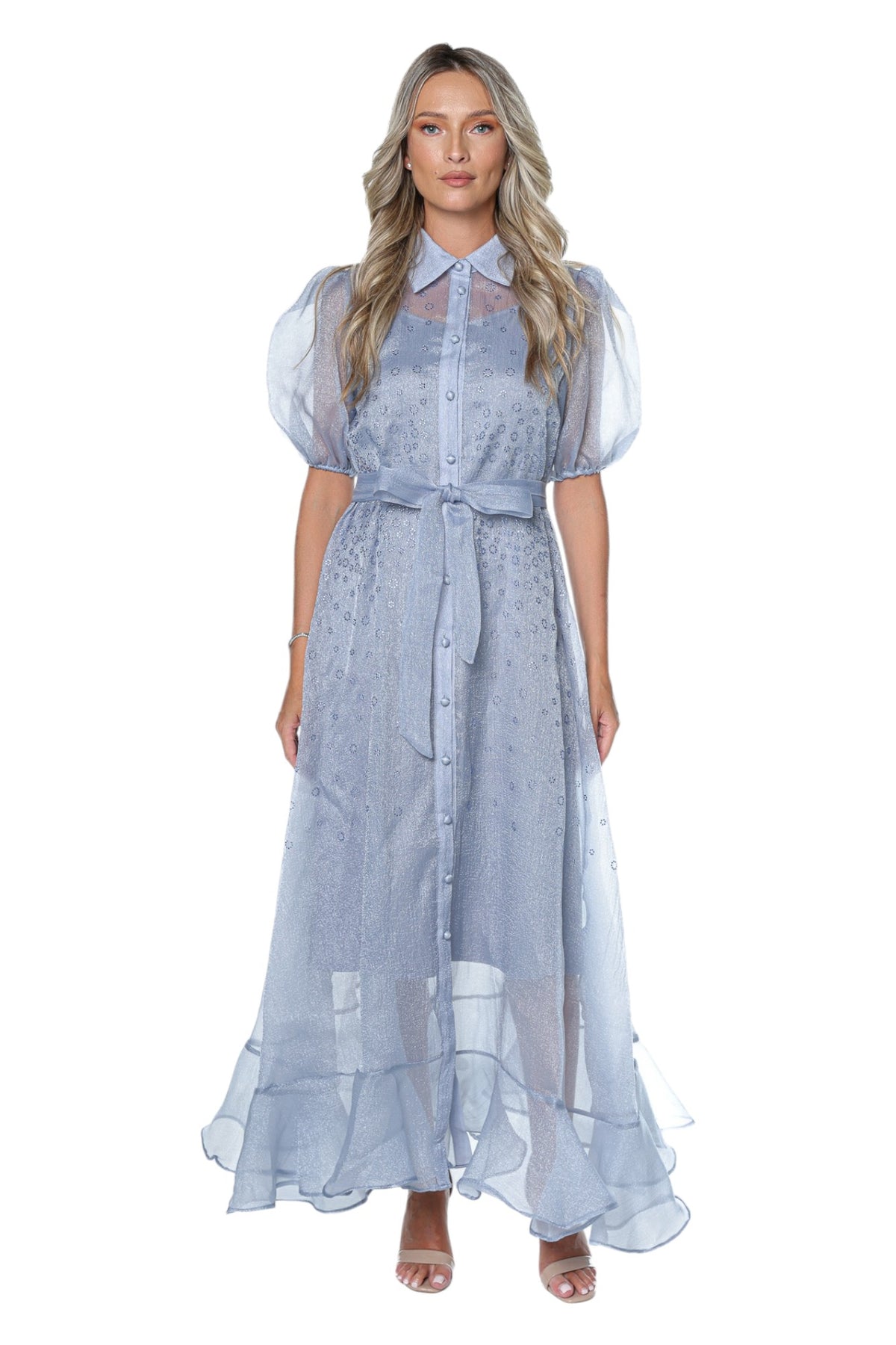 Rochie Lunga Din Organza Cu Aplicatii