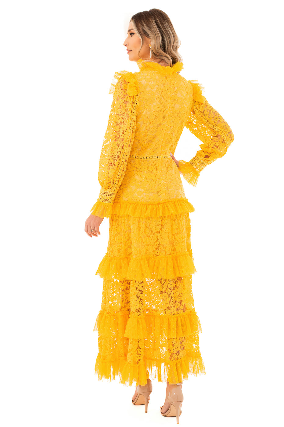 Rochie Lunga din Broderie Galbena - LIMITED EDITION