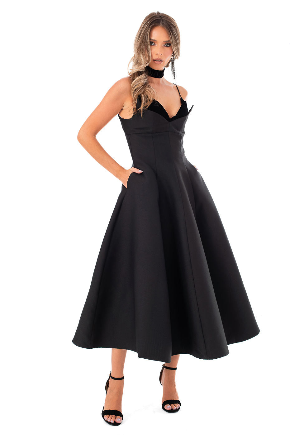 Rochie Neagra De Seara Cu Bretele- LIMITED EDITION