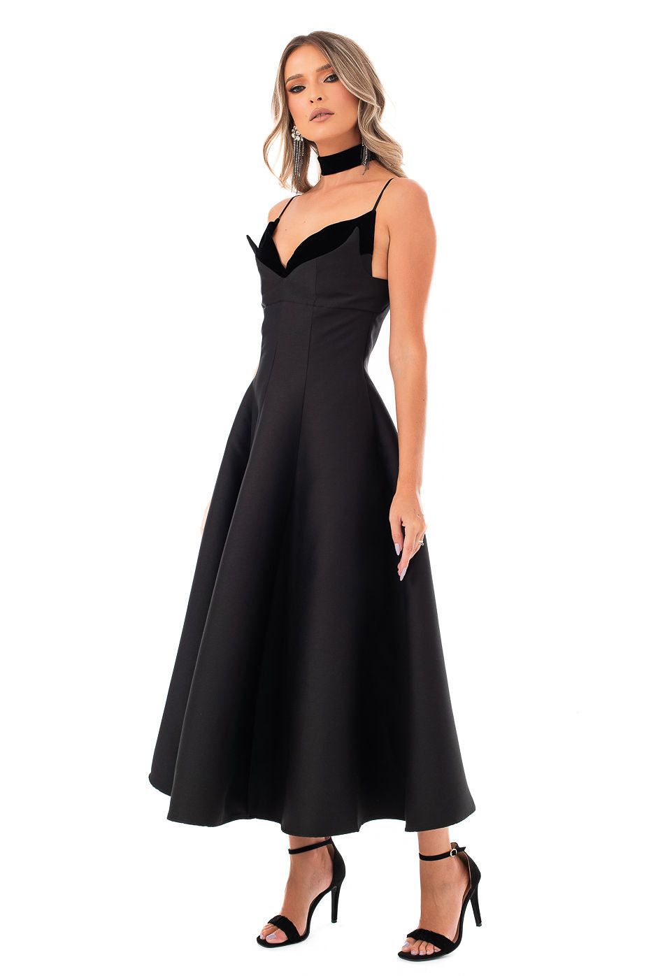 Rochie Neagra De Seara Cu Bretele- LIMITED EDITION