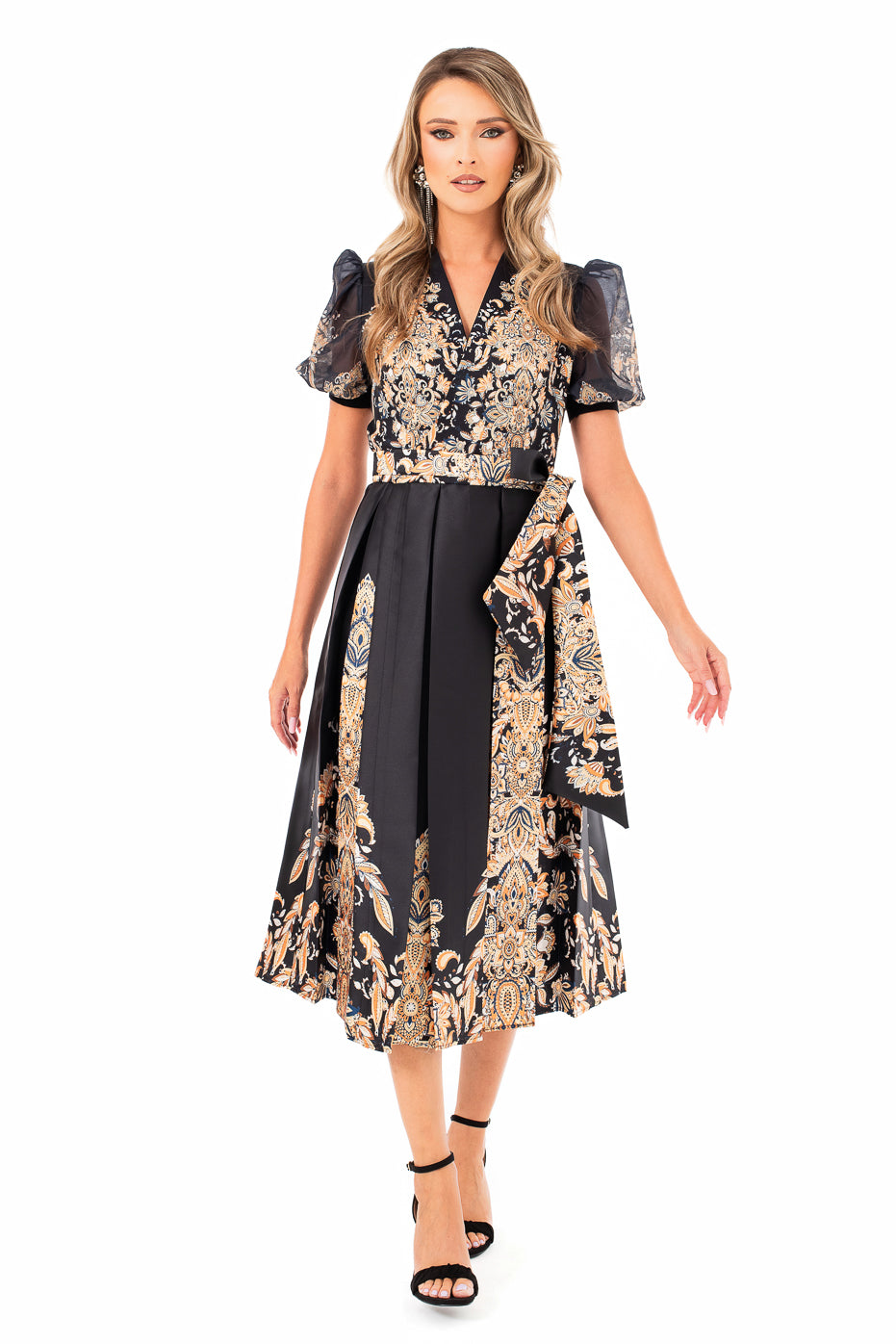 Rochie Parte Peste Parte cu Maneci Scurte din Organza