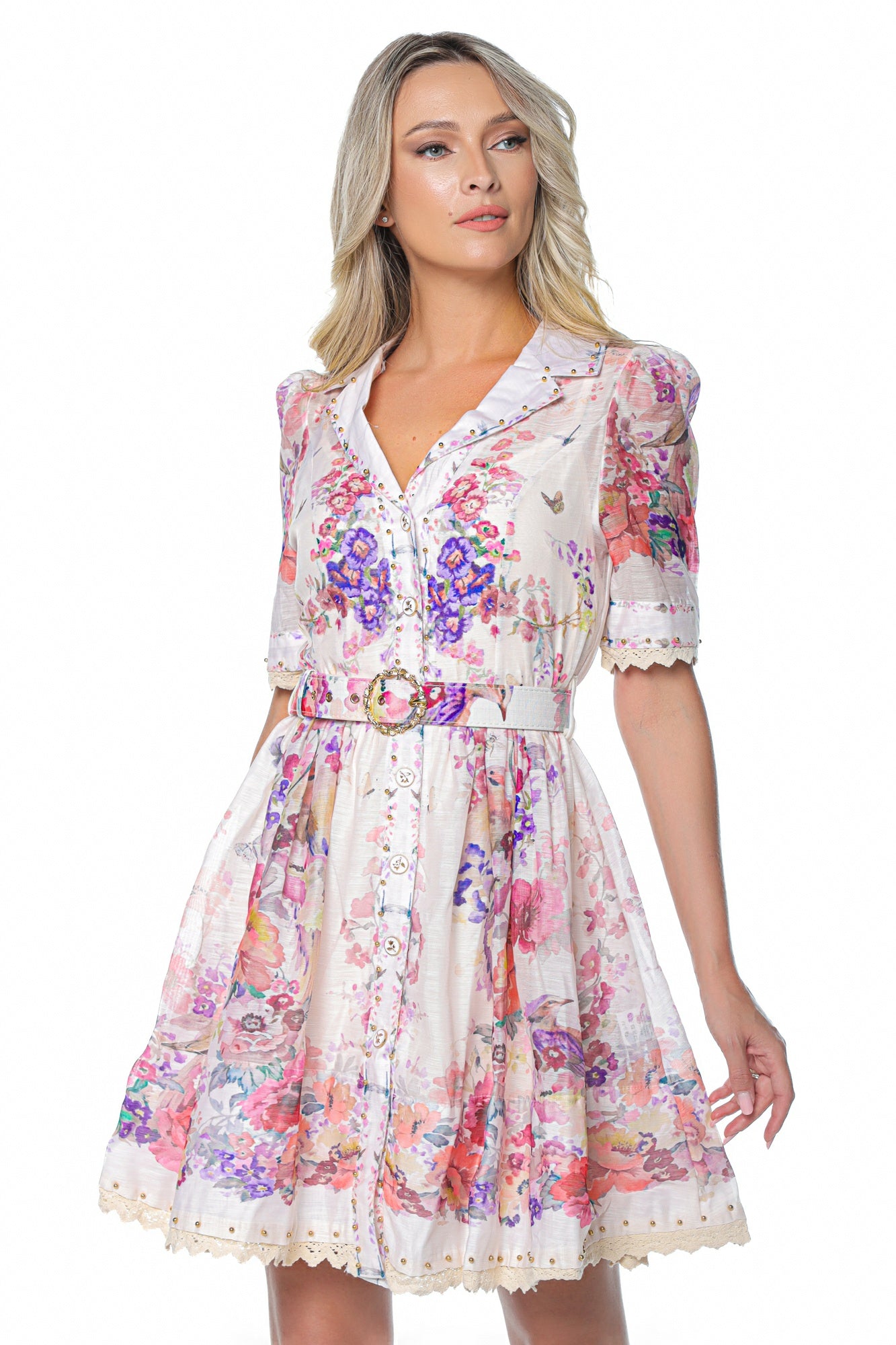 Rochie Scurta din Organza cu Flori