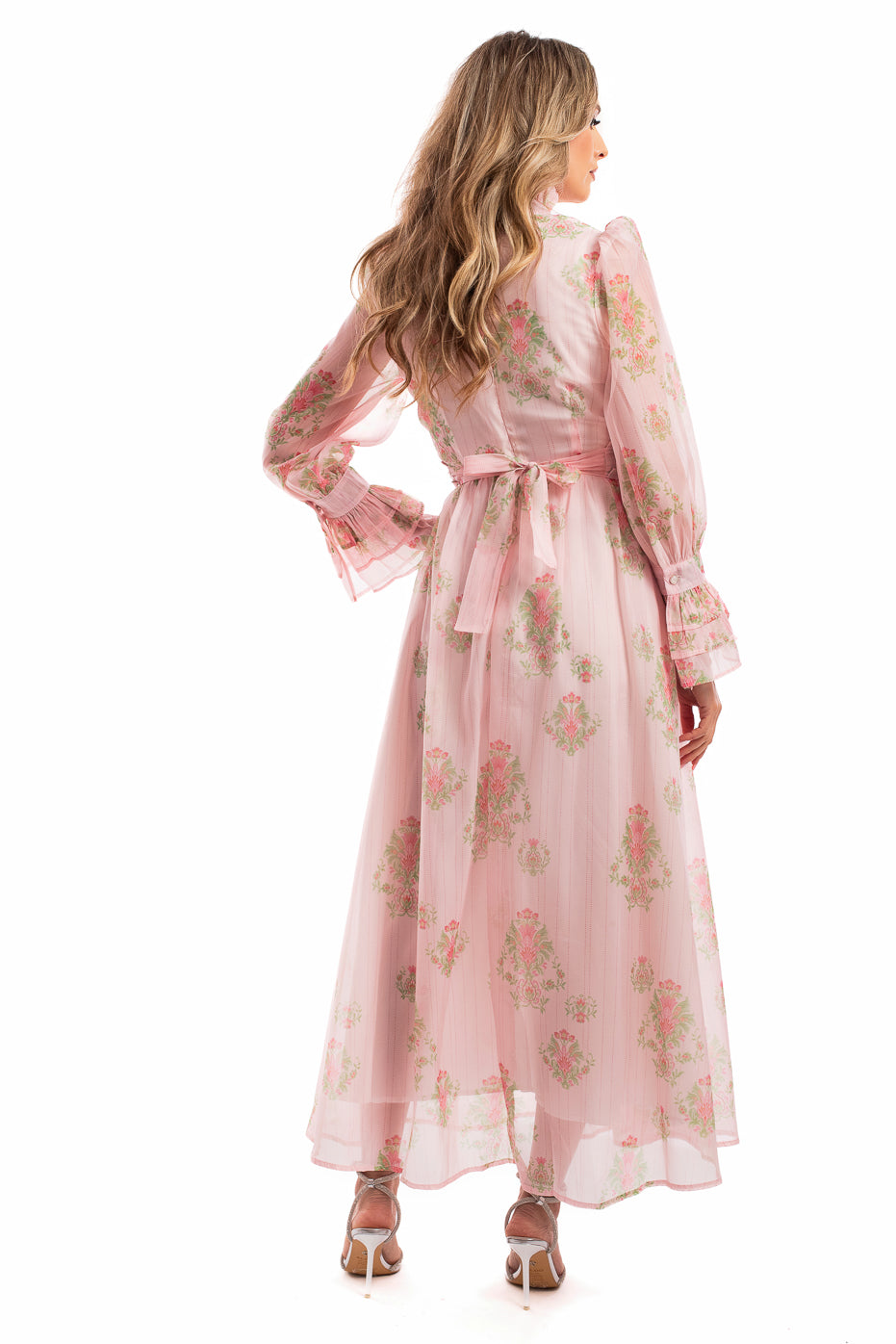 Rochie de Seara din Organza Roz cu Strasuri