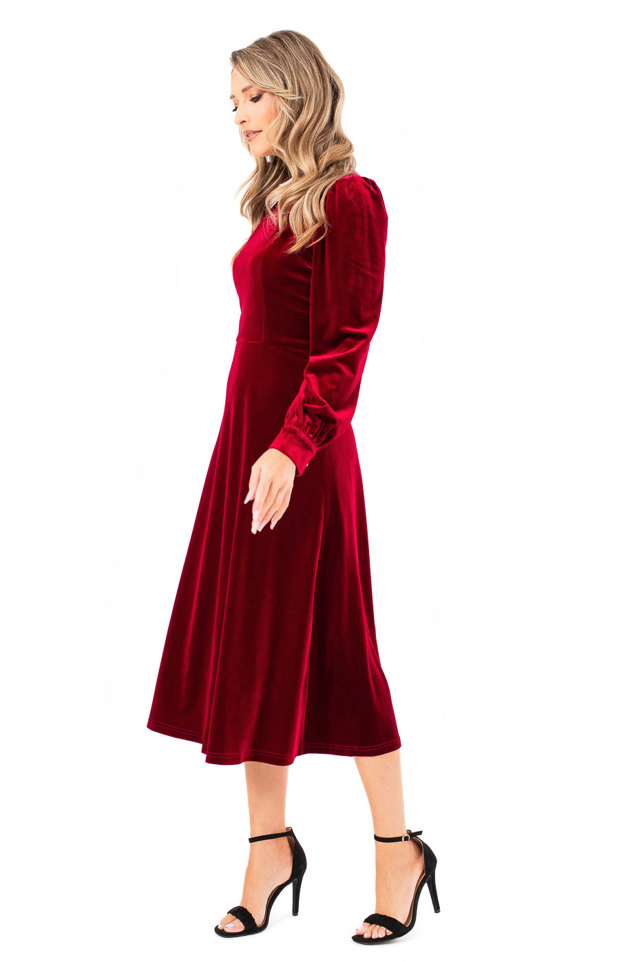 Rochie din Catifea Visinie cu Guler din Margele