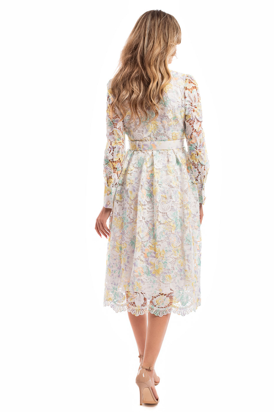 Rochie din Dantela cu Imprimeu Pastel