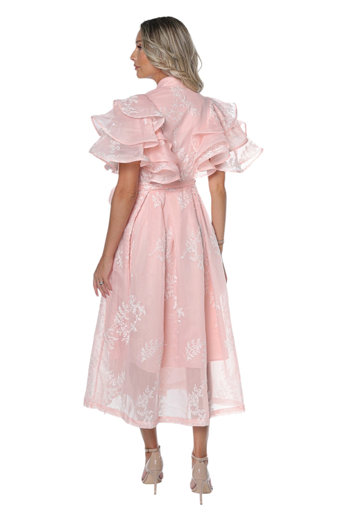 Rochie din Organza cu Volane pe Umeri