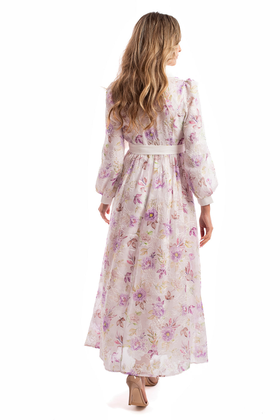 Rochie din Voal Brodat cu Guler tip Sal